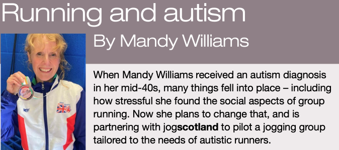  - SWAN Volunteer Coordinator writes about running and autism for JogScotland